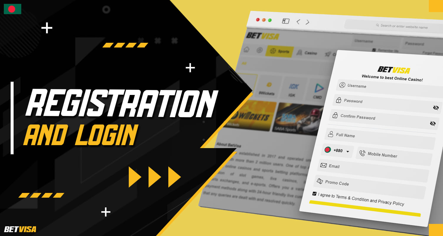 Registration process and login to your personal account at Betvisa 